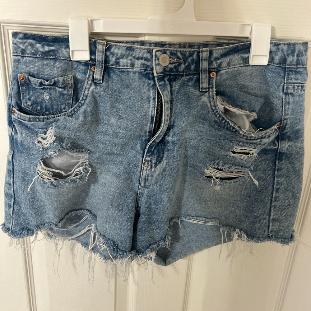 Refuge Light Blue Distressed Jean Shorts